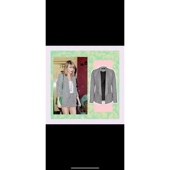 Missguided Taylor Swift Blazer Retro Printer Geometric Jacket Size 4 Small - Picture 4 of 14